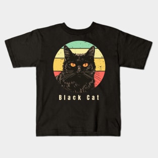 Black Cat Retro Kids T-Shirt